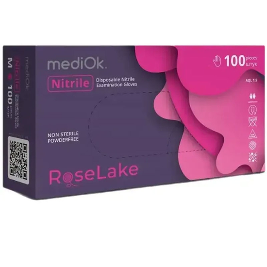 Нітрилові рукавички MediOK Rose Lake розмір S 3.5 г, Розмір: S