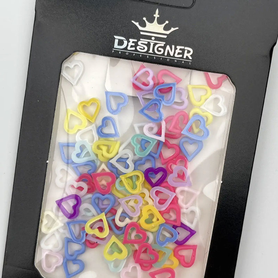 Набор объемного 3D декора Designer Разноцветные сердца – L1 50 шт./уп., Цвет: L12