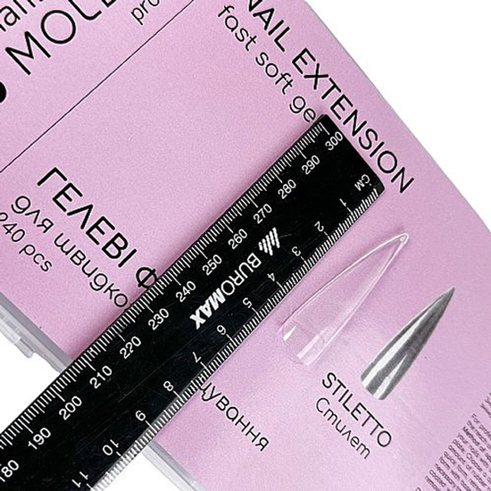 Гелеві тіпси для нарощування Molekula стилет, 240 шт, Розмір: Стилет2