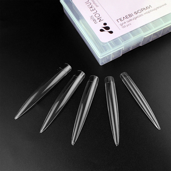 Гелеві тіпси для нарощування Molekula стилет екстра довгий, 120 шт, Розмір: Стилет екстра довгий4