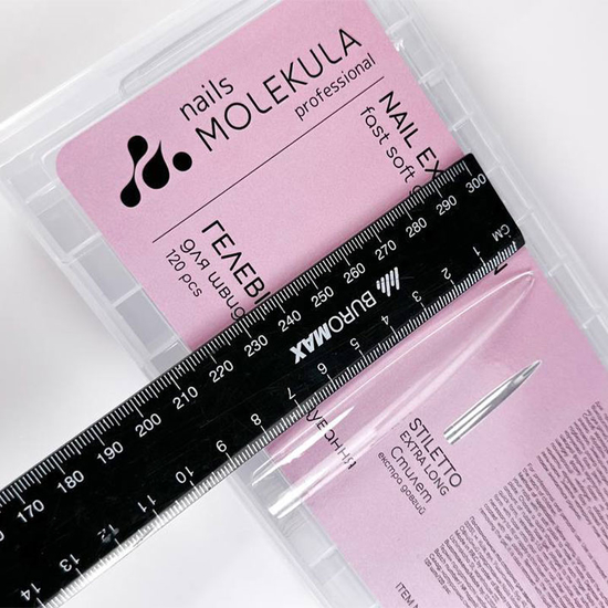 Гелеві тіпси для нарощування Molekula стилет екстра довгий, 120 шт, Розмір: Стилет екстра довгий3