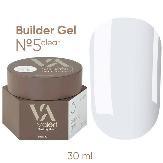 Гель для наращивания Valeri Builder Gel Clear 5, 30 мл, Объем: 30 мл, Цвет: 5