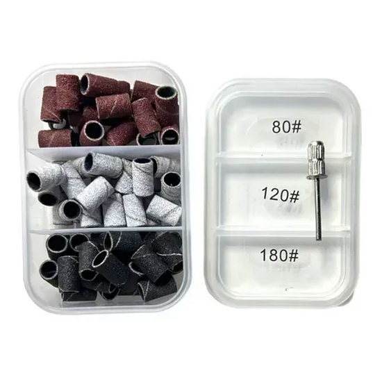 Набір барабанчиків (80, 120, 180 грит) 75шт.уп+ металева основа-тримач (мандрель)