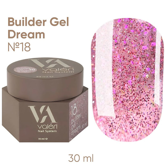 Гель для нарощування Valeri Builder Gel Dream №18 30 мл, Об`єм: 30 мл
, Колір: 18