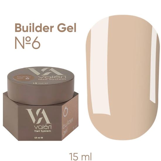 Гель для нарощування Valeri Builder Gel Cacao 6, 15 мл, Об`єм: 15 мл, Колір: 6