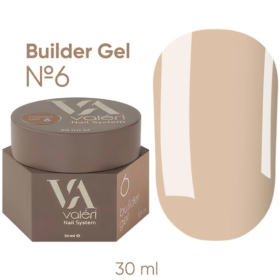 Гель для нарощування Valeri Builder Gel Cacao 6, 30 мл, Об`єм: 30 мл, Колір: 6