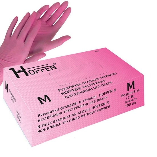 Нитриловые перчатки HOFFEN Pink размер M, Размер: M