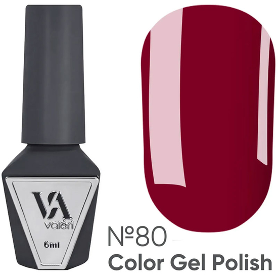 Гель-лак Valeri №080 (бордово-красный, эмаль), 6 мл