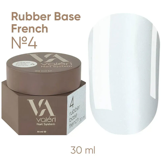 Valeri French base №004 (білий із синім мікроблиском), 30 мл, Об`єм: 30 мл, Колір: 004