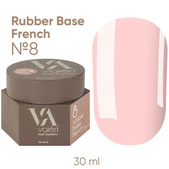 Valeri French base №008 (светлый розовато-бежевый, эмаль), 30 мл, Объем: 30 мл, Цвет: 008