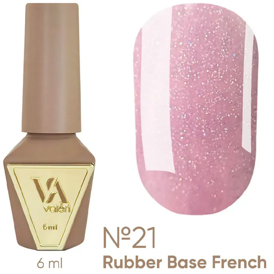 Valeri French base №021 (нежно-розовый с серебрянным микроблеском), 6 мл, Объем: 6 мл, Цвет: 021