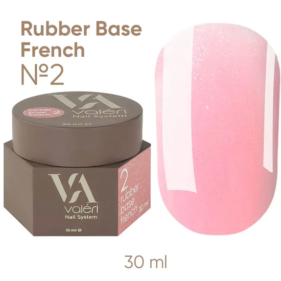 Valeri French base №002 (світло-рожевий із сріблястим мікроблиском), 30 мл, Об`єм: 30 мл, Колір: 002