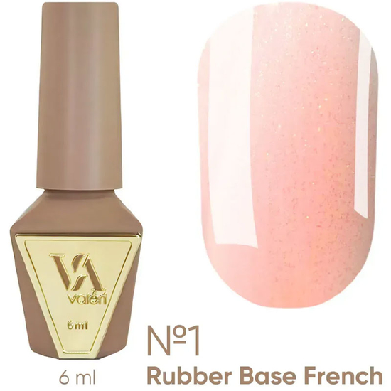 Valeri French base №001 (светло-розовый с золотистым микроблеском), 6 мл, Объем: 6 мл, Цвет: 001