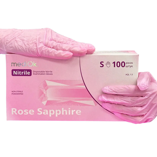 Перчатки нитриловые MediOk Rose-Sapphire 100 шт, S, Размер: S, Цвет: Rose-Sapphire
