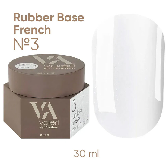 Valeri French base №003 (білий із золотим мікроблиском), 30 мл, Об`єм: 30 мл, Колір: 003