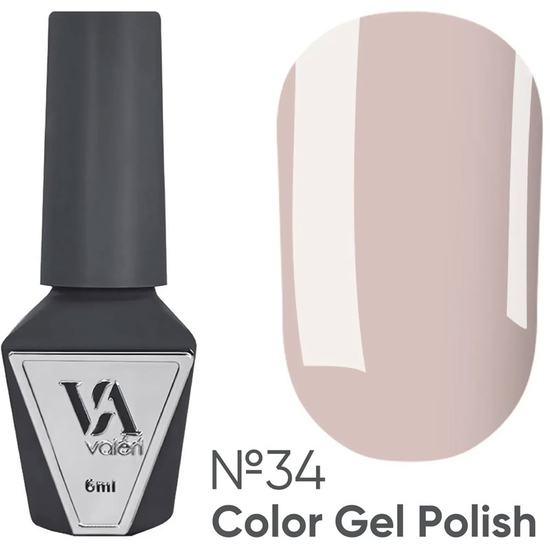 Гель-лак Valeri №034 (бежево-сірий, емаль), 6 мл