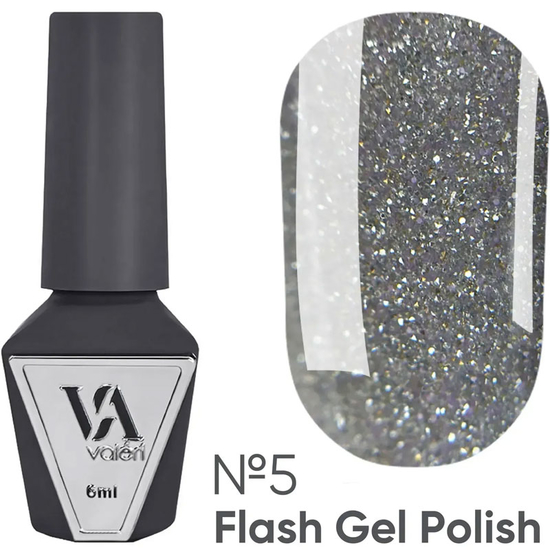 Гель-лак світловідбивний Valeri Flash №05 (сріблястий), 6 мл, Колір: 05