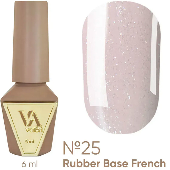 Valeri French base №025 (сливочно-розовый с серебристым микроблеском), 6 мл, Объем: 6 мл, Цвет: 025
