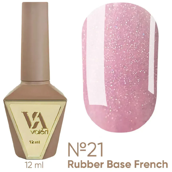 Valeri French base №021 (нежно-розовый с серебрянным микроблеском), 12 мл, Объем: 12 мл, Цвет: 021