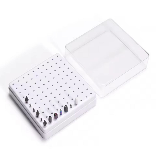 Підставка для фрез квадратна на 100 шт Біла2