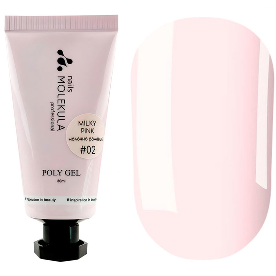 Полігель Molekula Poly Gel №02 Milky Pink світло-рожевий, напівпрозорий, 30 мл, Колір: Milky Pink