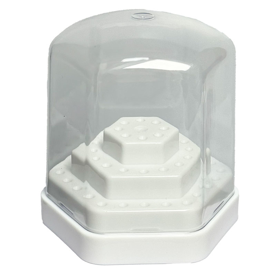 Підставка для фрез з кришкою 6 гранна на 48 шт Біла