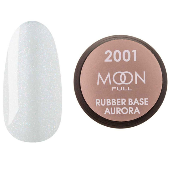 MOON FULL Rubber Base Aurora №2001 (белый с шиммером), 15 мл