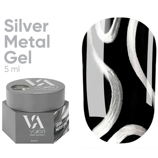 Гель-краска для ногтей Valeri Silver Metal Gel 5 мл, Объем: 5 мл
, Цвет: Silver
