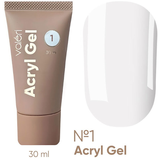 Акрил-гель Valeri Acryl Gel №01 Белый 30 мл, Объем: -30 мл, Цвет: 01