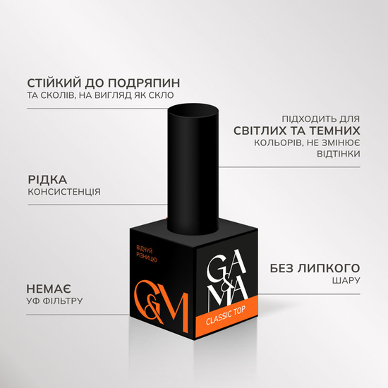 Топ для гель-лака без ЛС без УФ фильтров GaMa Classic top 15 мл2