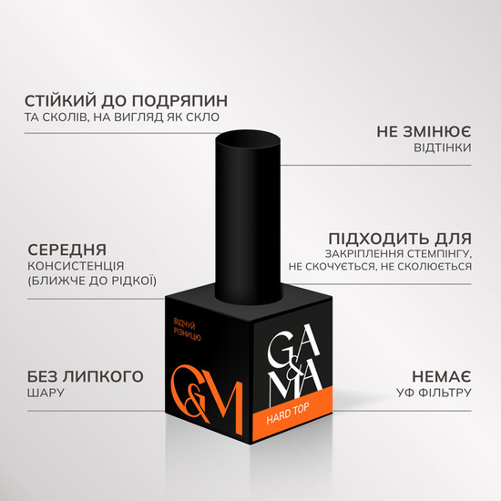 Топ для гель-лака без ЛС GaMa Top Hard 15 мл, Объем: 15 мл2
