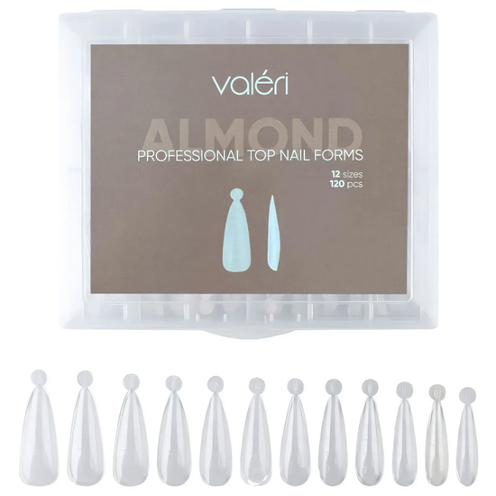 Верхні форми Valeri Top Nail Forms Almond 120 шт, Розмір: Almond