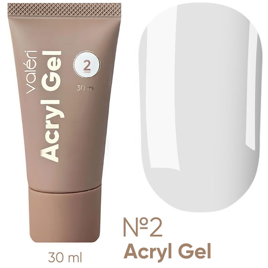 Акрил-гель Valeri Acryl Gel №02 Прозрачный 30 мл, Объем: -30 мл, Цвет: 02