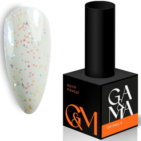 Топ для гель-лака без ЛС GaMa Top Shell №008 10 мл, Объем: 10 мл, Цвет: 008
