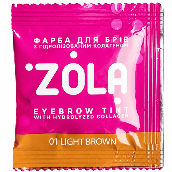 Краска для бровей с коллагеном ZOLA Eyebrow Tint With Collagen 01 Light brown в саше+окислитель, 5 мл, Объем: 5 мл, Цвет: 01 Light brown