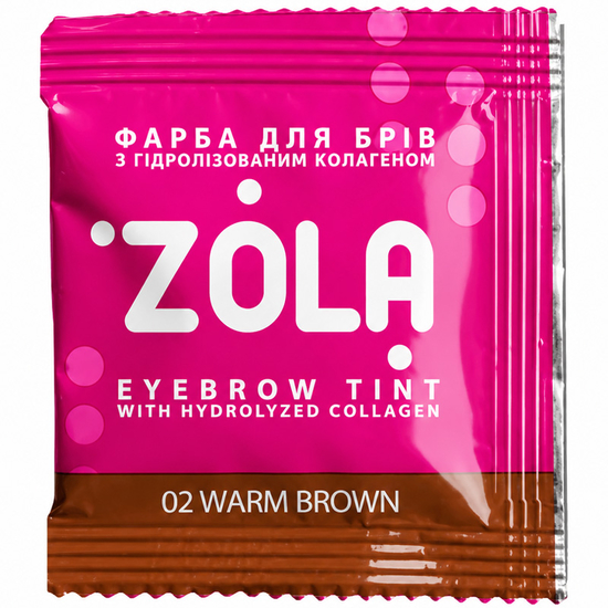 Фарба для брів із колагеном ZOLA Eyebrow Tint With Collagen 02 Warm Brown у саші+окислювач, 5 мл, Об`єм: 5 мл, Колір: 02 Warm brown