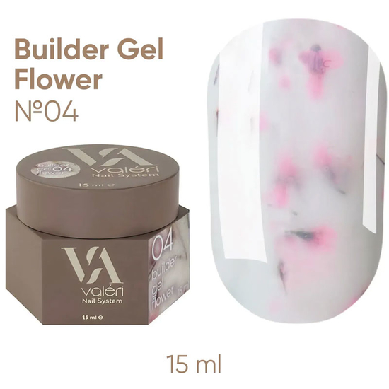 Гель для наращивания Valeri Builder Gel Flower №04 15 мл, Цвет: 04