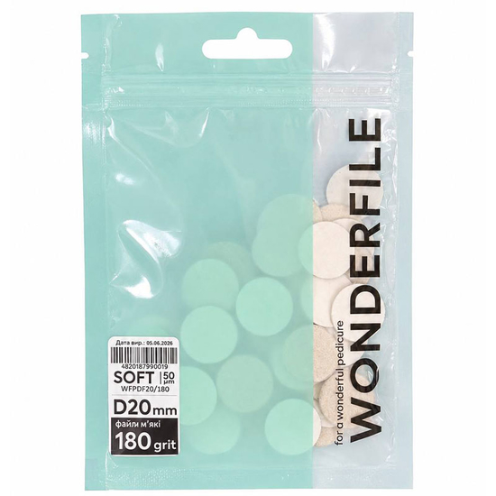 Сменные файлы на пене для педикюрного диска Wonderfile 20 мм, 180 гр (50 шт)