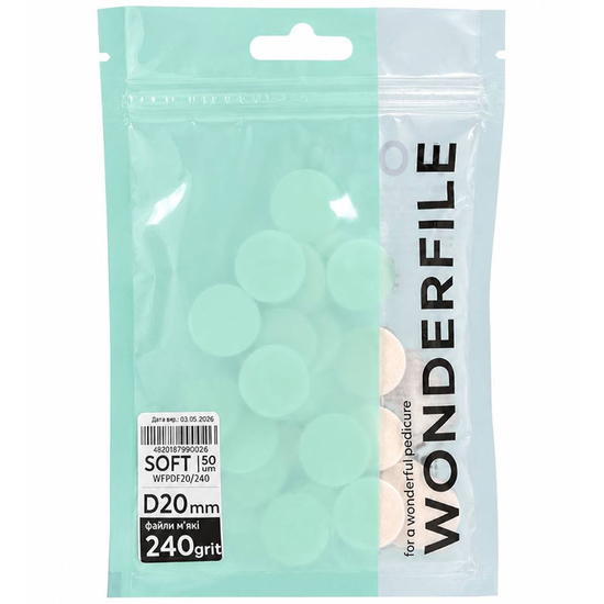 Змінні файли на піні для педикюрного диска Wonderfile 20 мм, 240 гр (50 шт)