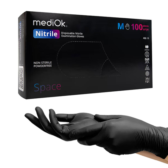 Рукавички нітрилові MediOk Black 100 шт, M, Розмір рукавичок: M